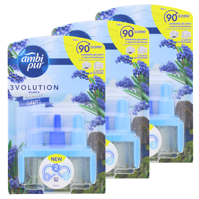3 x Ambi Pur 3Volution Capri Lufterfrischer je 20ml Nachfüller Frischerduft