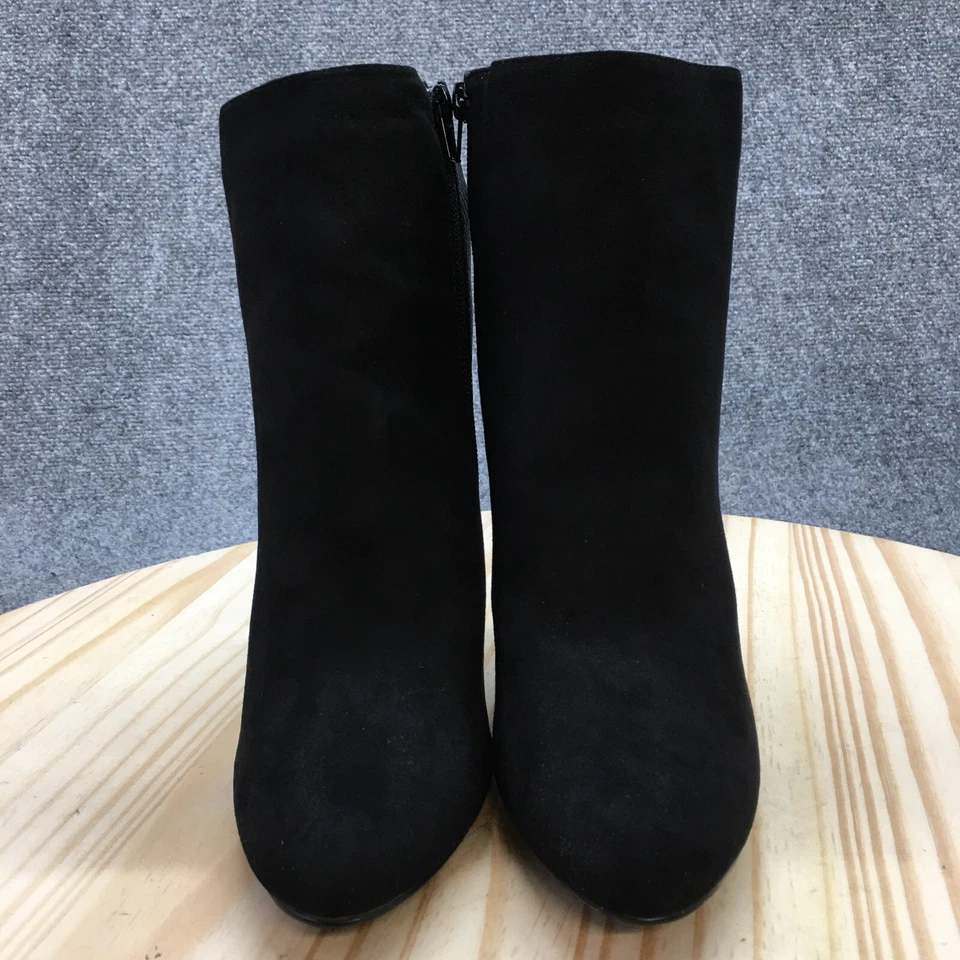Shoedazzle Botas Mujer 9.5 Anika Botines Negro Gamuza Tacón Cremallera Lateral Foto 4 de 4
