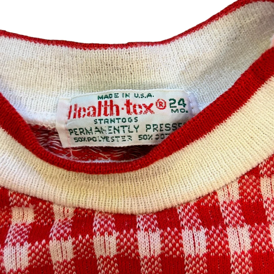 Mameluco Jumper Vintage Health-Tex One Piece Rojo Blanco Azul Años 70 80 EE. UU. 24 Meses Foto 2 de 4