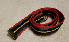 Vtg D-Ring Nylon Red, Green, Navy  Yellow Belt 1" X 32" Long with Brass Rings