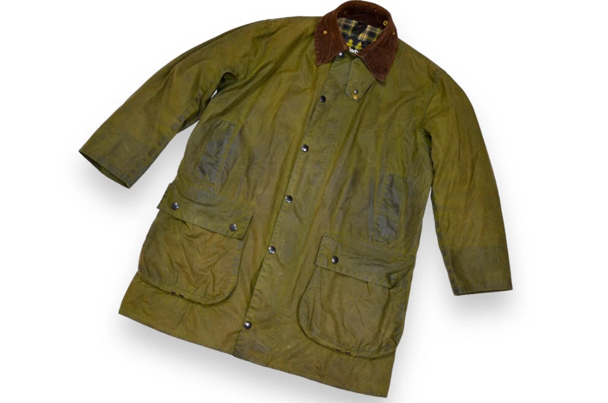 Men s Barbour Border Vintage Jacket Green Wax England Classic Size C40 102cm