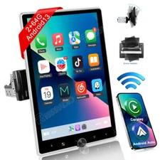 10.4" 1Din Auto Rotatable Car Stereo Android 13 Radio Apple/Android Carplay 64GB