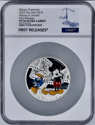 2023 Niue $10 Disney Characters Mickey & Donald 3 Oz Silver Coin NGC PF70UCAM FR