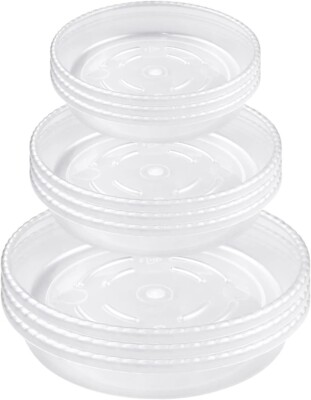 9 Pack Clear Plant Saucers Plastic Flower Pot Trays for Indoor Outdoor Use