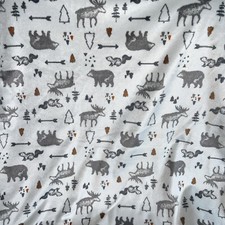 Chick Pea Sherpa Baby Blanket Gray and White Moose Bear Squirrel Elk Arrow Tree