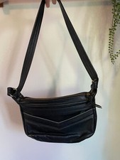 80s Style Black Leather Shoulder Bag