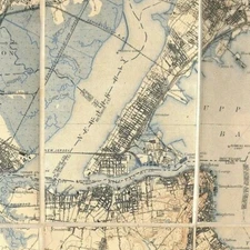 Vintage Official NY State Topographic Map Staten Island Manhattan Hudson River