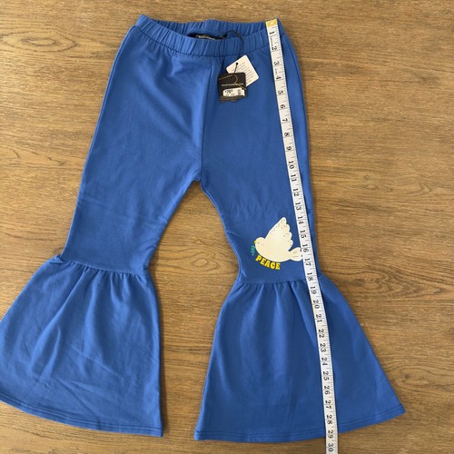 Rock Your Kid Peace Dove Flared Bell Bottom Track Pant-Blue-Size 7-NWT - Picture 9 of 14