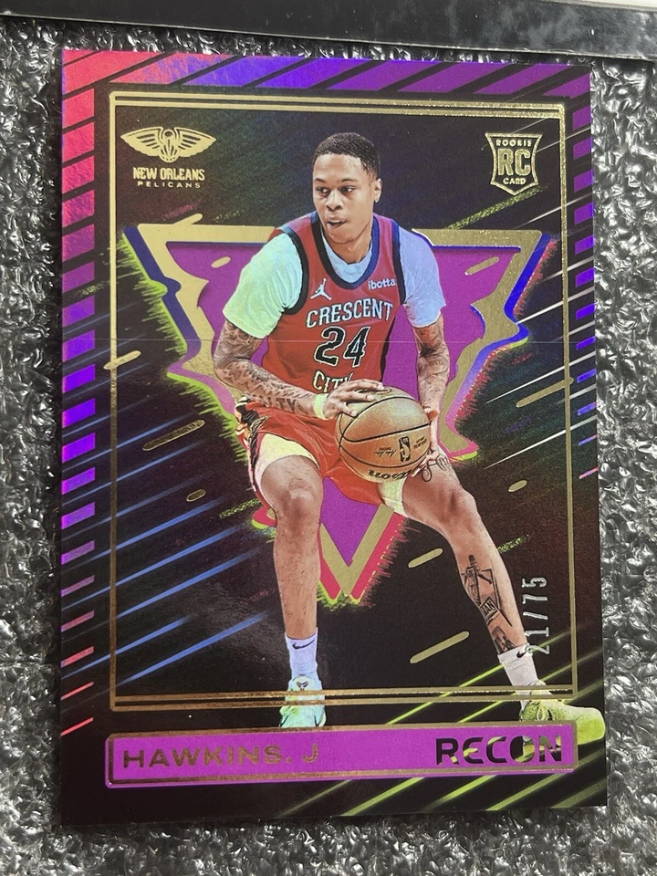 2023-24 Recon Jordan Hawkins /75 Purple Holo Rookie SP Pelicans 339 - Image 3 of 4