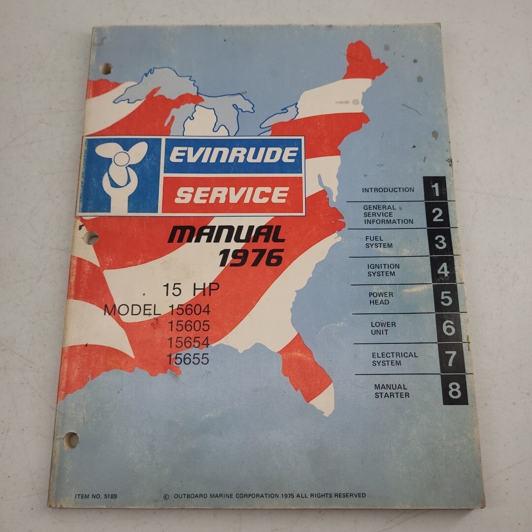 メイアップ Evinrude Service Manual 1976 15 HP Model 15604 15605 15654 15655