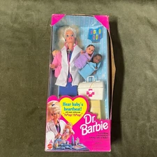 1995 Dr. Barbie - Hear Baby's Heartbeat Doll, 3 Babies, Mattel #14309 NRFB NEW 