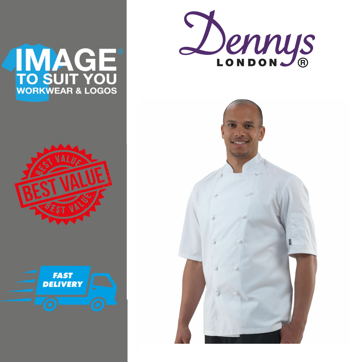 Dennys Le Chef Short Sleeve Executive Unisex Jacket DE92S UK