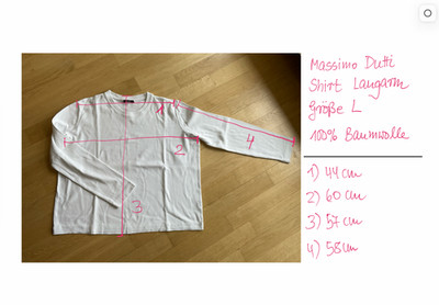 Massimo Dutti Shirt Langarmashirt weiß Größe L Baumwolle wie NEU