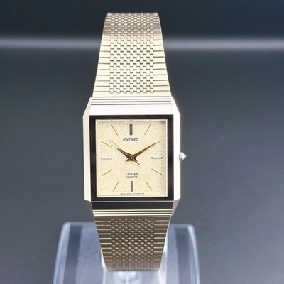 Citizen Exceed Tank Square Quarz Uhr 2730-271874K Gold Silber Herren
