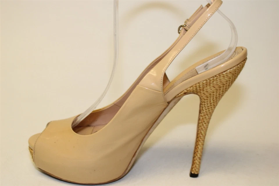 Gucci Italy Made Womens 8 38 Vitello Vernice Patent Slingback Stiletto Shoes  - Image 4 of 4