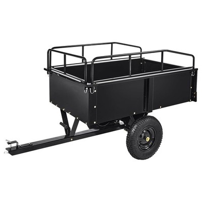 Tipping Trailer for Lawn Mower 750lbs Load Garden Trolley Cart Truck Black