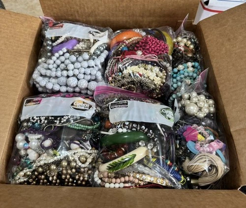 19lbs+ Lot of Vintage to Now WEARABLE Mixed Costume Jewelry Box Bulk Resale #1!