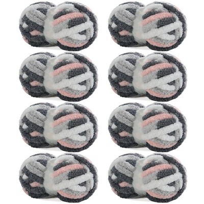 Hombys 8 Pack Giant Chunky Yarn for 8 Pack, Dark Grey,Pink,White 