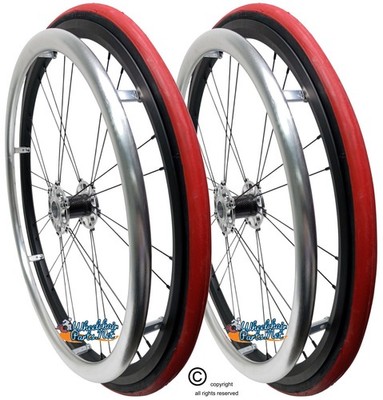 Shivoxx 24'' (540) Wheelchair Wheels with SILVER Pushrim and Hub