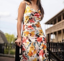 Floral Slip Midi Dress in Multi-Color