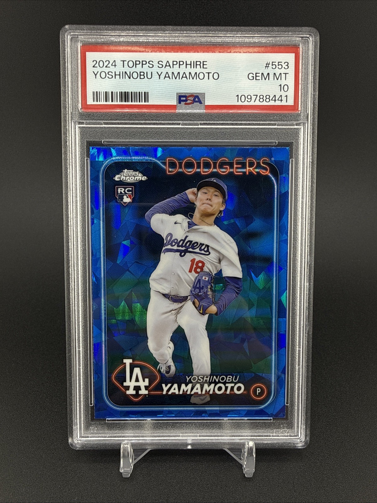 2024 TOPPS CHROME SAPPHIRE #553 YOSHINOBU YAMAMOTO PSA 10
