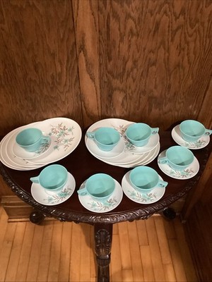Rare Vintage  1950s Mcm Dogwood service  8 Set Texas Ware  Look Nice  Plus More
