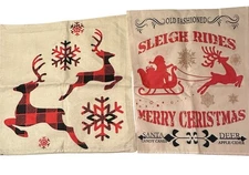 Set 2 Sleigh Ride Christmas Throw Pillow Cover Holiday  Home Decor Farmhouse