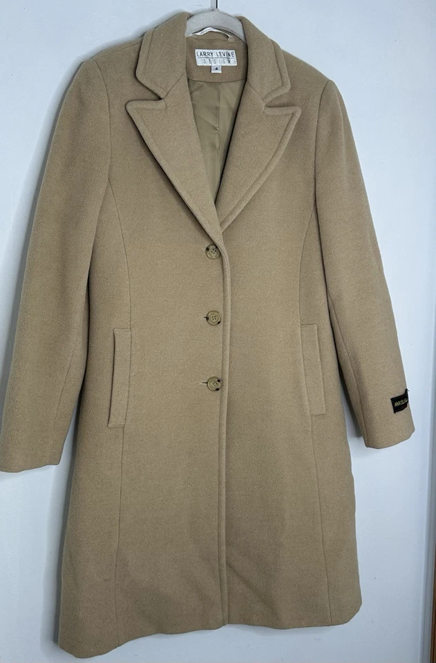 Vintage Larry Levine Tan Women’s 100% Camel Hair Double Breasted Pea Coat Size 4 - Image 2 of 4