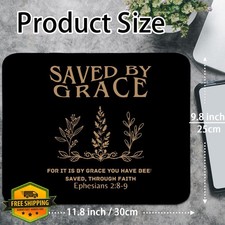 Christian Mouse Pad Bible Verse Ephesians 2:8-9 Black Gold 11.8x9.8