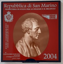 MONETA 2 EURO SAN MARINO 2004 BARTOLOMEO BORGHESI IN CONFEZIONE SIGILLATA