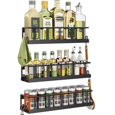 New Best Spice Rack Wall Mounted 3 Pack Space-Saving Organizer for Jars and