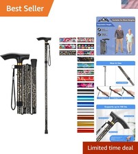 Folding Cane, 5-Level Adjustable Height Walking Stick Lightweight Collapsible...