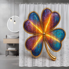 Colorful Four Leaf Clover Shower Curtain for Modern Decor
