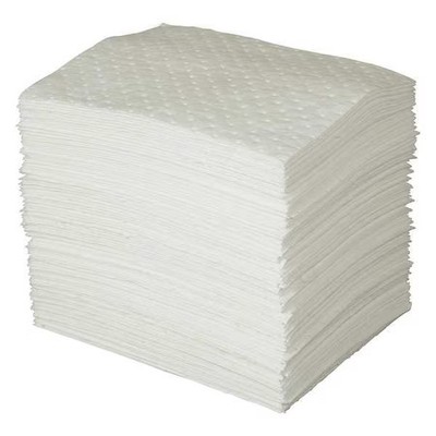 Brady Spc100 Sorbent Pad, 35 Gal, 15 In X 19 In, Oil, White, 100 Pk