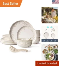 Plates And Bowls Sets, 16 Pieces Dinnerware Sets, Dish Set For 4, Ceramic Kit...