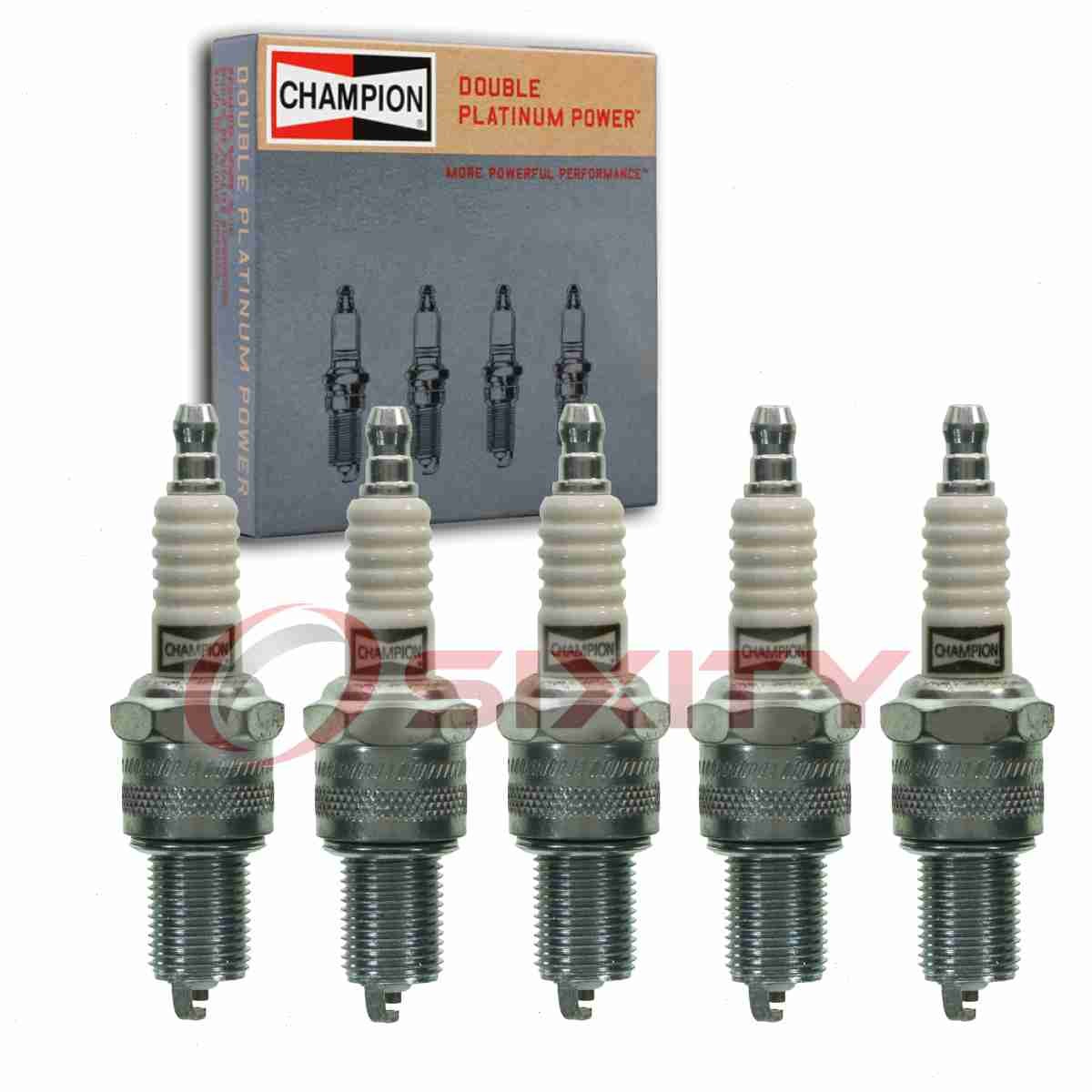 5 pc Champion Double Platinum Spark Plugs for 1989-1991 Audi 100 Quattro hw