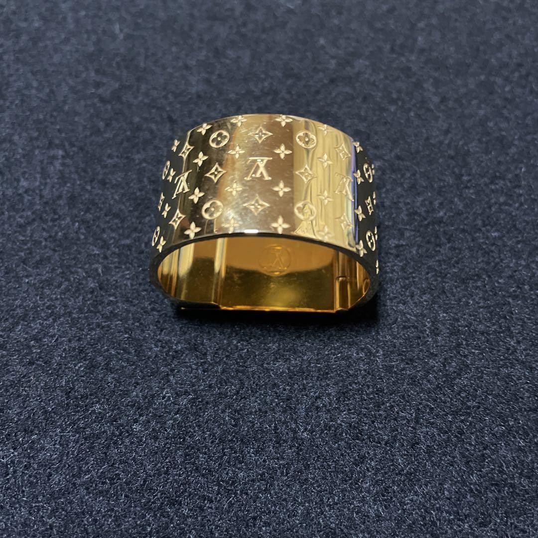 LOUIS VUITTON M00226 Cuff Bracelet Textile Brooch Nanogram Gold w