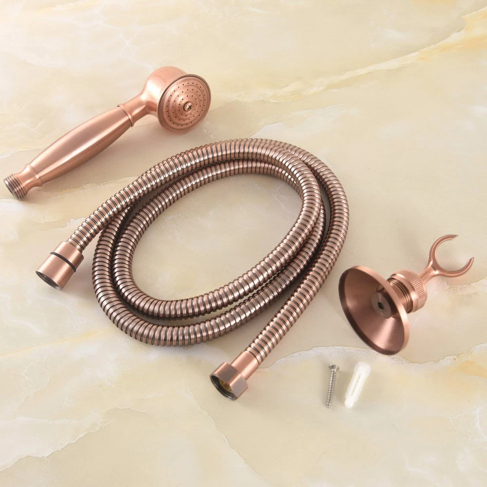 Antique Red Copper Bathroom Hand Held Shower Spray Head + 1.5m Hose ,Bracket