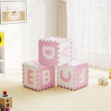 26 PCS 12.5" x 12.5" Interlocking ABC Play Mats w/Detachable Letters for Kids