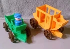 Little People Vintage 1982 Fisher Price Green Buckboard Wagon Yellow Stagecoach