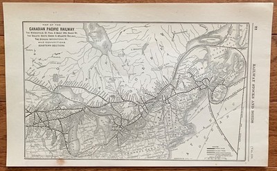 1923 Antique CANADIAN PACIFIC EASTERN SECTION Map Vintage RAILWAY Map