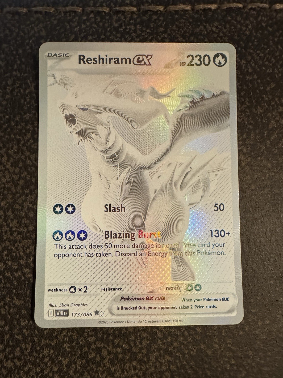 Pokemon White Flare Reshiram EX 173/086 ( BWR ) Mint English, See Pics!! Read!