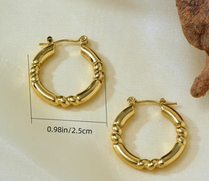 Authentic 1 Pair Elegant Simple Style 304 18K Gold Plated 0.98in/2.5cm