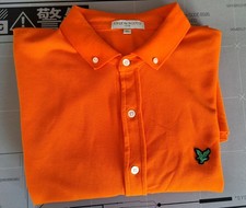 Lyle & Scott Club Mens Button Polo Shirt XL Orange GENUINE
