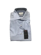 Ted Baker Mens Slim fit Dress Shirt XL 17.5 in 34-35 Blue Striped