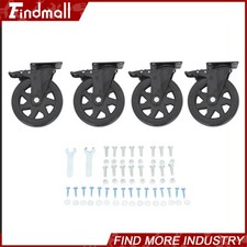 Findmall 4 Pcs 6 Inch Heavy Duty Swivel Caster Wheels Black 3000Lbs With Brakes