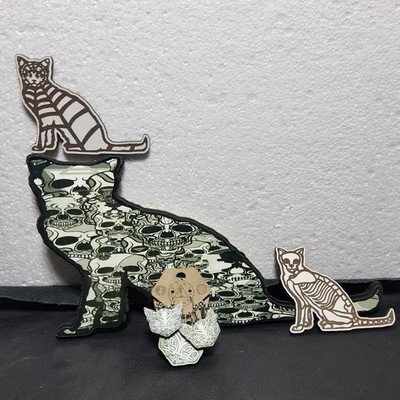 Laser etched cats art bundle skulls web witchy goth rockabilly metal skeleton