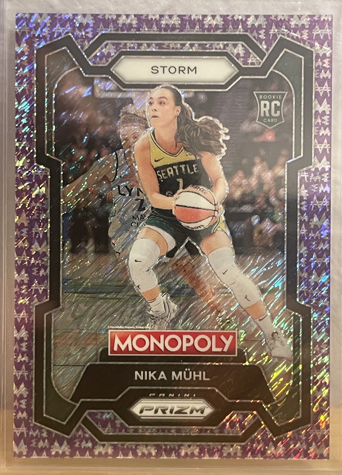 14/50  2024 Panini Prizm WNBA Monopoly Nika Muhl rookie #4  Purple Shimmer /50!!