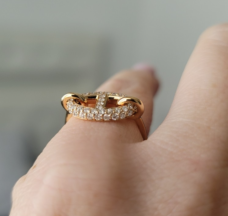 Hermes☆Farandole リング ダイアモンドxローズゴールド Hermès Farandole Ring - Rose Gold & Diamonds SZ48-BNIB AUTH | eBay
