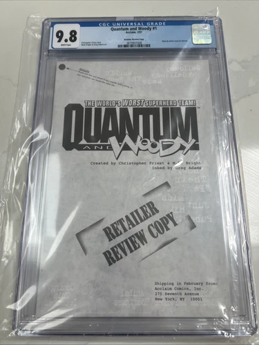 QUANTUM AND WOODY #1 RETAILER REVIEW COPY 1997 CGC 9.8 WHITE ACCLAIM 1st App